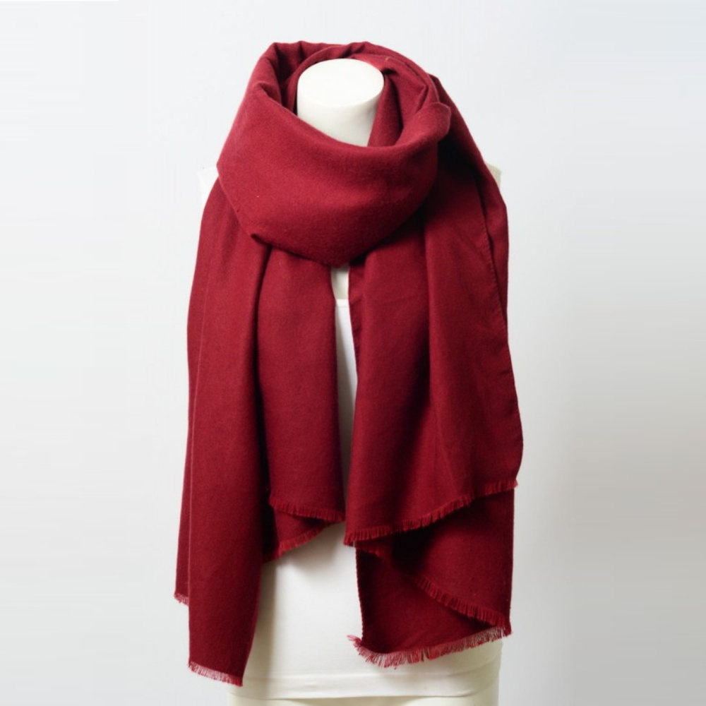 Lightweight Warm Blanket Scarf with Frayed Edge - Picture 2 of 2